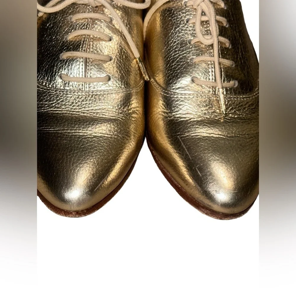 KATE SPADE Carmila Gold Oxford Leather Shoes Size 7 1/2M